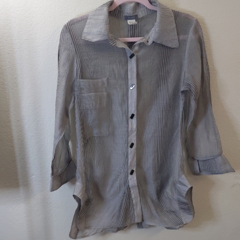 Yushi Striped Gray Shirt Unique Quirky whimsigoth s